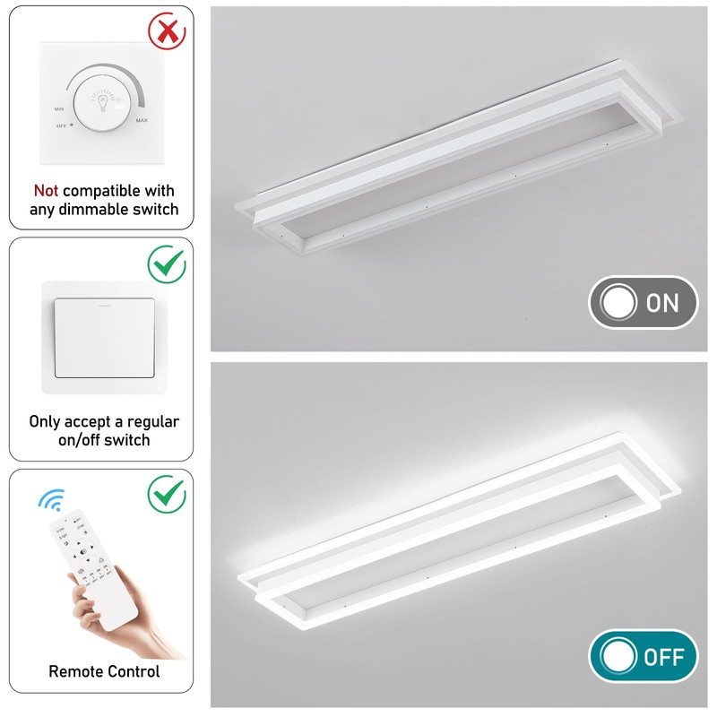 Vloitgol Dimmable Led Ceiling Light with Remote Control 31.5in Modern