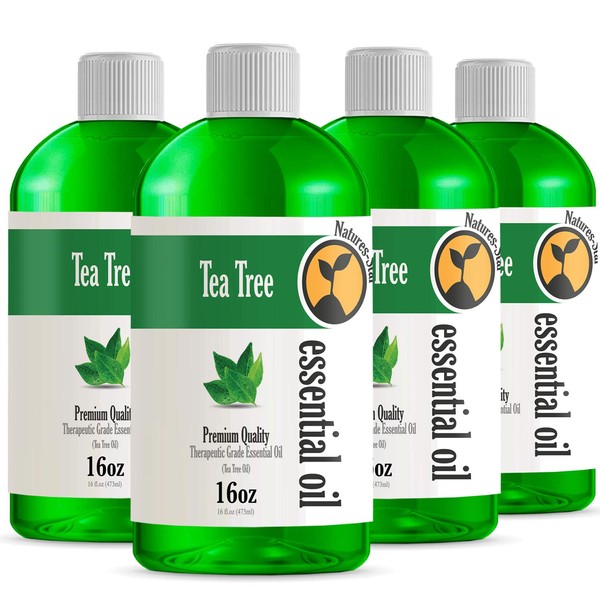4 Pack 16oz - Bulk Size Tea Tree Essential Oil (64 Ounce Total) - Therapeutic Grade Essential Oil - 16 Fl Oz Bottles