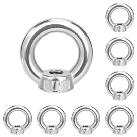 QIMEI-SHOP Ring Nut M5 Eyelet Nut 304 Stainless Steel Ring Nuts Eye Nut Hardware Ring Eyelets Ring Shaped for Attaching Hanging Pack of 8