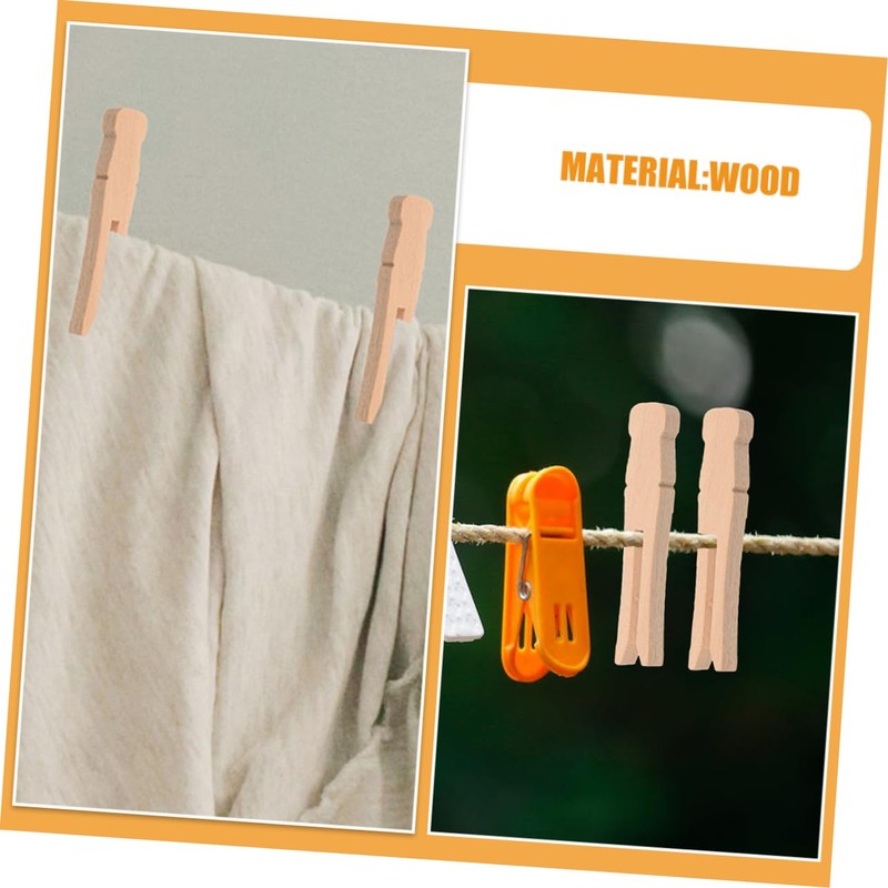 Hohopeti Clothes Pegs 50pcs Wooden Laundry Clips Heavy Duty Large