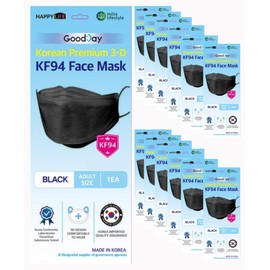 FLEXMON [Happy Life] Premium 3D Black KF94 Face Mask, Good Day, Individual Pack Made in Korea (12)