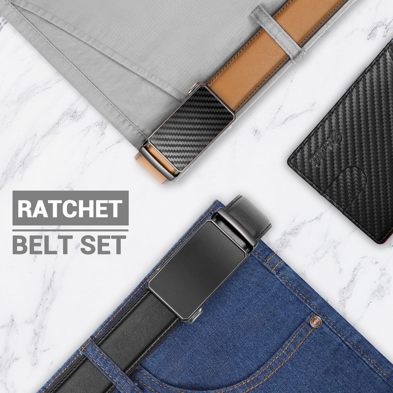 Zitahli Ratchet Belt Men 2 Pack - Click Leather Mens