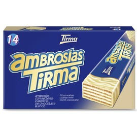 Tirma Waffle Bar White Chocolate | 14 Units, 301 g | Delicate Cream Filling | Non-GMO | Suitable for Vegetarians | Individually Packed | Snack for on the Go