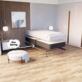 Nutan, 8-Inch Sturdy Wood Box Spring for Mattress Support - Durable and Fully Assembled, Natural Wood Foundation for Twin, Black