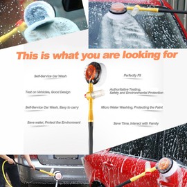 JSCARLIFE Car Auto Rotary Wash Brush, New Technology Microfiber Chenille Car Care Washing Brush Sponge Cleaning Tool For Washing Car, Washing Blanket, Washing Wall, Washing Windows and More