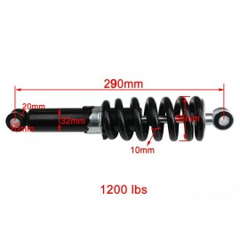 Unbranded 2x 290mm 11.5" Rear Shock Absorber Dirt Pit Bike Trail ATV Quad Go Kart 1200lbs