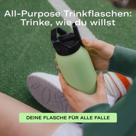 Waterdrop® All Purpose Thermos Flask 600 ml Water Bottle with Straw, Insulated Stainless Steel, 24 Hours Cold - 6 Hours Hot. With Straw Lid, Leak-proof & Shatterproof