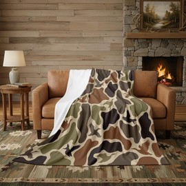 Erosebridal Duck Hunting Flannel Blanket Queen Inch Army Camo Fleece Blanket Camouflage Military Fuzzy Plush Throw Wild Woodland Farmhouse Living Room Decor