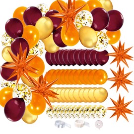 Fall Balloons Burgundy Gold Orange/Fall Bridal Shower Decorations/Thanksgiving Graduation Decorations Maroon Orange/Fall Birthday Party Burgundy/Wedding 40pcs
