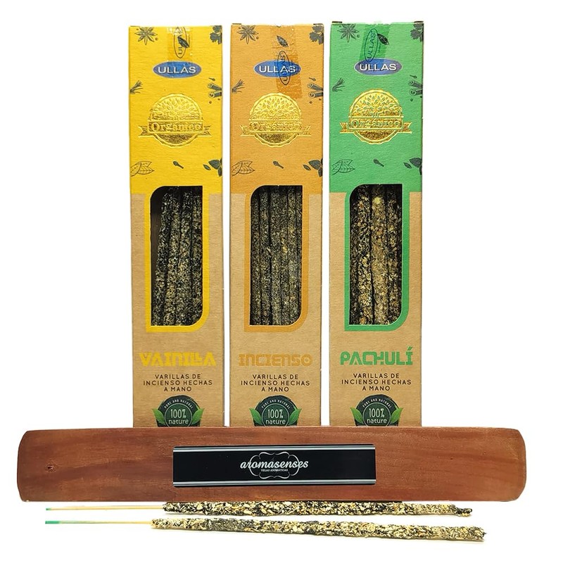 Pack of 3 Organic Natural Incense Ullas + Tablet Brand