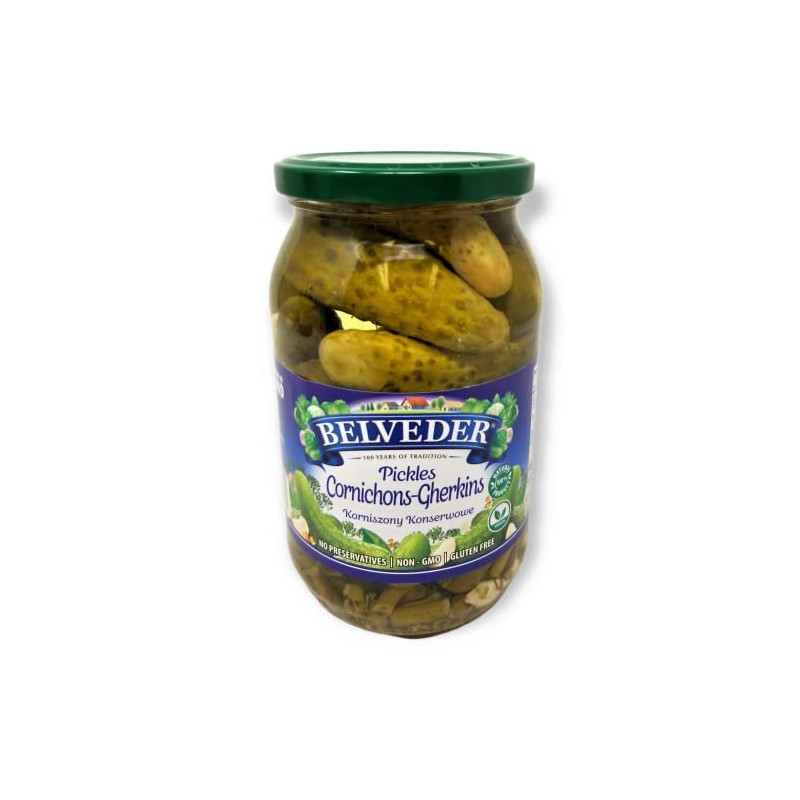 Belveder Pickles Cornichons-Gherkins 31.74 oz 900g, Vegan, Non-GMO, Gluten-Free Pack