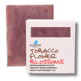 Bluebyrd Soap Co. Tobacco Flower Blossom Bar Soap | Natural Organic Soap Ingredients | Vegan, Non-Gmo, Chemical Free Calendula Soap | Gentle Cleansing for Sensitive Skin (Blossom)