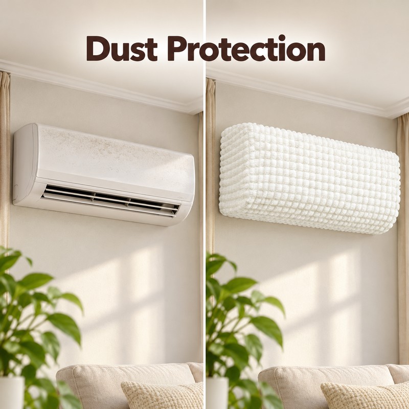 Air Conditioner Cover for Wall-Mounted AC – Washable Plush Dust