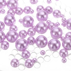 PATIKIL 150 Pieces Floating Beads, 8/14/20mm Vase Fillers, Light Purple Plastic Round Beads