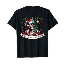 Sorta Merry Sorta Scary Skeleton Hot Cocoa Christmas Pajamas T-Shirt