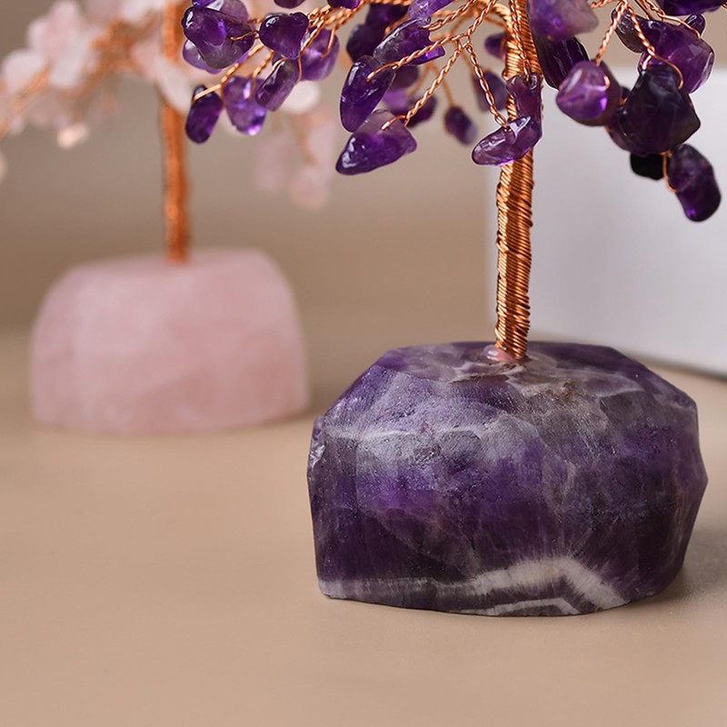 Amethyst Crystal Tree Crystals Gemstone Tree Life Stone Base Copper