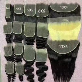 Wholesale Higher Grade Raw Hair Vietnamese Burmese Curly Hair Cambodian Natural Wave Hair One Donor Hair Weave Bundles Extensioncolor: 5x5 hd closure same texture to match your bundles, Stretched Length: 14 Inches