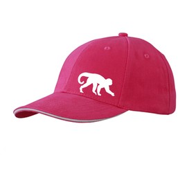 Huuraa Cappy Hat Monkey Silhouette Unisex Cap Size with Motif for Monkey Fans Gift Idea for Friends and Family, Pink/white