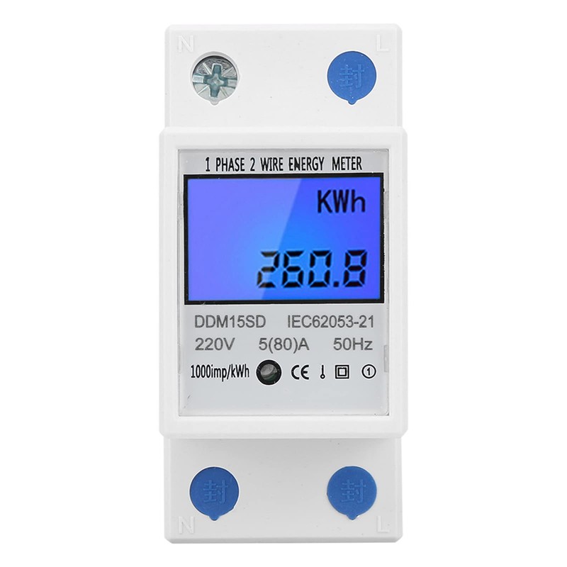 Energy Meter 5-80A DDM15SD LCD Digital Backlight Single Phase Electronic