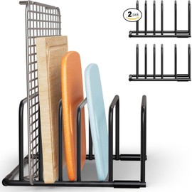 MUSLONG Chopping Board Rack Chopping Board Stand Black Chopping Board Holder Stand Chopping Board Holder Pot Lid Holder Chopping Board Organiser Stand Pot Pan Lid Holder for Kitchen