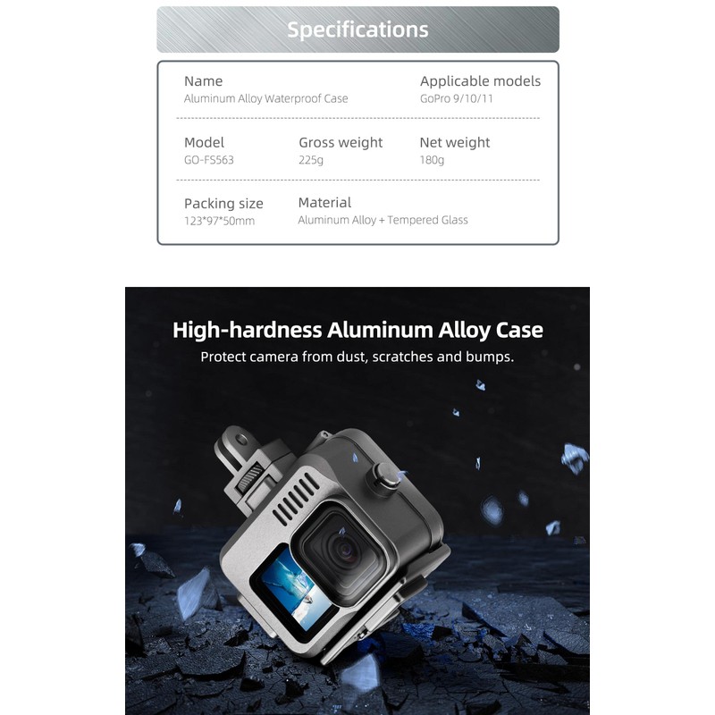 Transparent Underwater Diving Waterproof Housing Case Action Camera Case Cover
