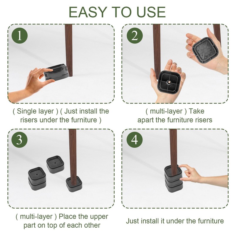12Pcs Furniture Risers, 2 Inch Raisers Lifter for Sofas, Heavy
