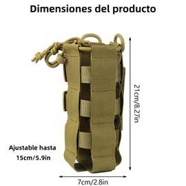 THJOPOKEEL Soporte Ajustable para Botella de Agua con Correa Ajustable para Botella de Agua Tactic Molle con cordón para Senderismo y Viajes (Caqui)