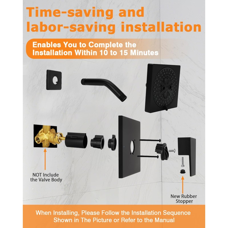 Compatible with moen T2473epbl Matte Black Shower Trim Kit, Genta