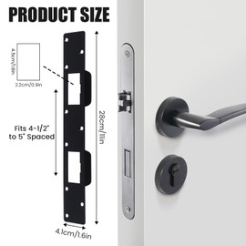 Door Strike Plate Reinforcement Plate - Front Door Security Metal Striker Plates -Ideal for Exterior Interior Door Deadbolt Fix Door Frame Door Jamb Hole for 4-1/2 inch to 5 inch (Black-1pack)