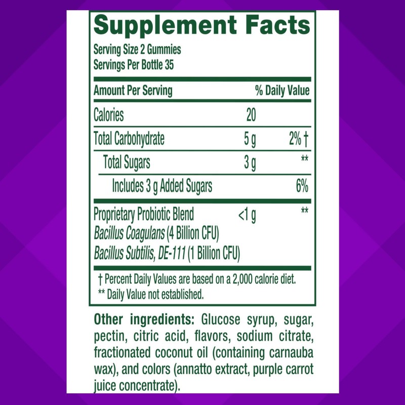vitafusion Probiotic Gummy Supplements, Raspberry, Peach and Mango Flavors, Probiotic