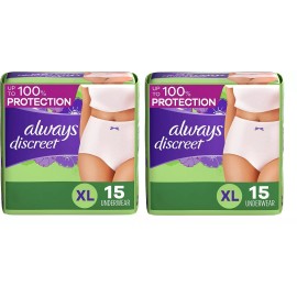 Always Discreet Incontinence Postpartum Underwear For Women S/M/L/XL  - XL - 30 Count