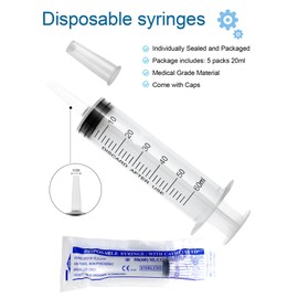 60ml Syringe for Liquid, Large Plastic Syringe 10 Pack 60ml Syringes, Measuring Syringe Tools, Oral, Scientific Labs, Measurement, Dispensing, with Cap Syringe