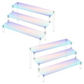Set of 2 Acrylic Display Stand, 3 Tiers, Colorful Figure Stand, Acsta, Acrylic Stand, Acrylic Stage, Storage Shelf, Acrylic Display, Stationery, Jewelry Base, Acrylic Display, Display Stand, Figure,