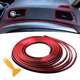 Spurtar Car Interior Trim Strip – Red Interior Decorative Molding Line, Aesthetic Auto Accessories for Women & Men, Universal Car Mods Trim for Dashboard & Air Vent, 16.4ft / 5M