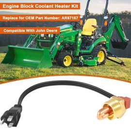 Engine Block Coolant Heater Kit replace for AR87167 suitable for John Deere 1025R 110 2210 2305 4210 445 X495 XUV Gator 850D 855D 855M 865E Tractors