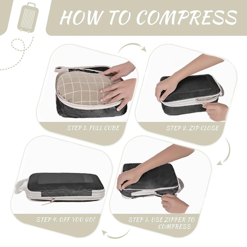 Compression Packing Cubes with Mesh,4 Pcs Travel Packing Cubes Set,Lumobrilla