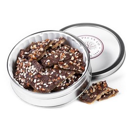 Dark Chocolate Pecan Toffee 12 oz Gift Tin | Millican Pecan since 1888 | San Saba, Texas