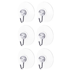 eZAKKA 45mm Transparent Suction Cup, Suction Cup Hooks Shower Wall Window Hooks Hangers for Bathroom Kitchen, 6 Pack