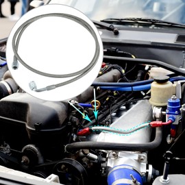 X AUTOHAUX 4AN Turbo Oil Feed Line 48" Length Stainless Steel Braided AN4 90 Degree Straight Hose End Pressure Remote Turbocharger Oil Drain Return Line