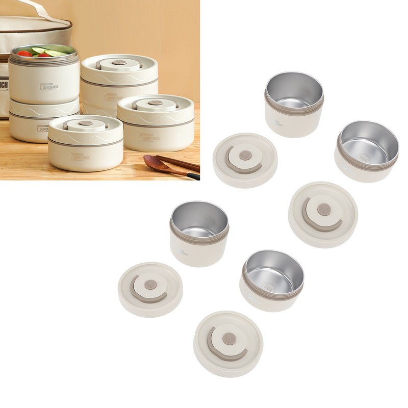 Insulated Lunch Container 304 Stainless Steel Leakproof Portable Round Thermal