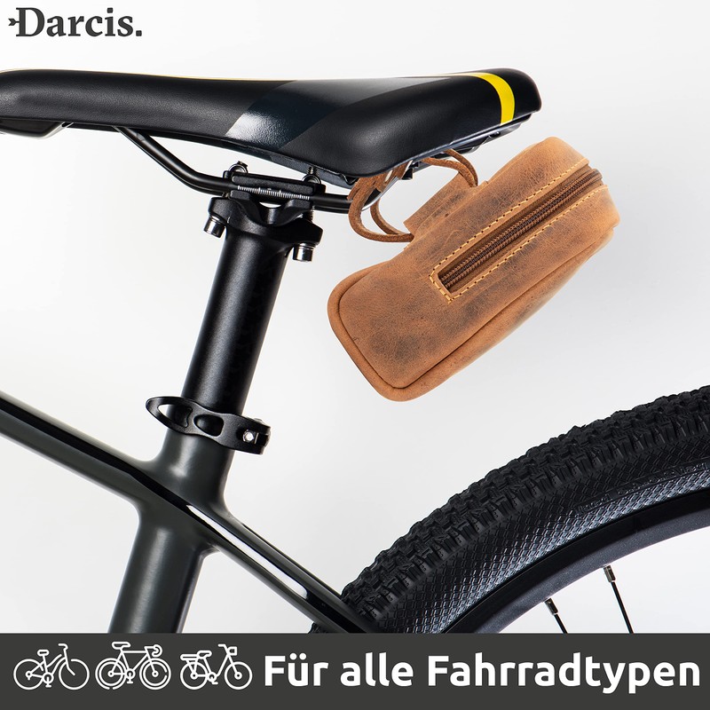 Darcis Leather Bicycle Bag in Brown - Saddle Bag with