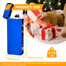 GADATOP Arc Lighter Rechargeable Windproof Flameless Electric Lighters for Outdoors Camping Hiking, Plasma Lighter with LED Battery Indicator and Gift Box (Blue)