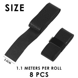 MAXQUU Pack of 8 Tennis Grip Tape, Non-Slip Grip Tape, Breathable Grip Tape with Holes, Badminton Racket Grip Tape, Squash Racket Tape (Black)