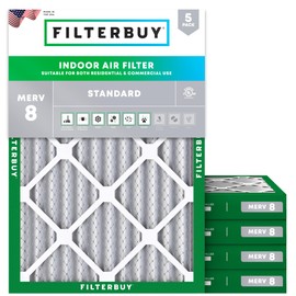 Filterbuy 20x25x2 Air Filter MERV 8 Dust Defense (5-Pack), Pleated HVAC AC Furnace Air Filters Replacement (Actual Size: 19.50 x 24.50 x 1.75 Inches)