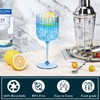 24 PCS Plastic Ribbed Wine Glasses 11oz Blue Detachable Wine