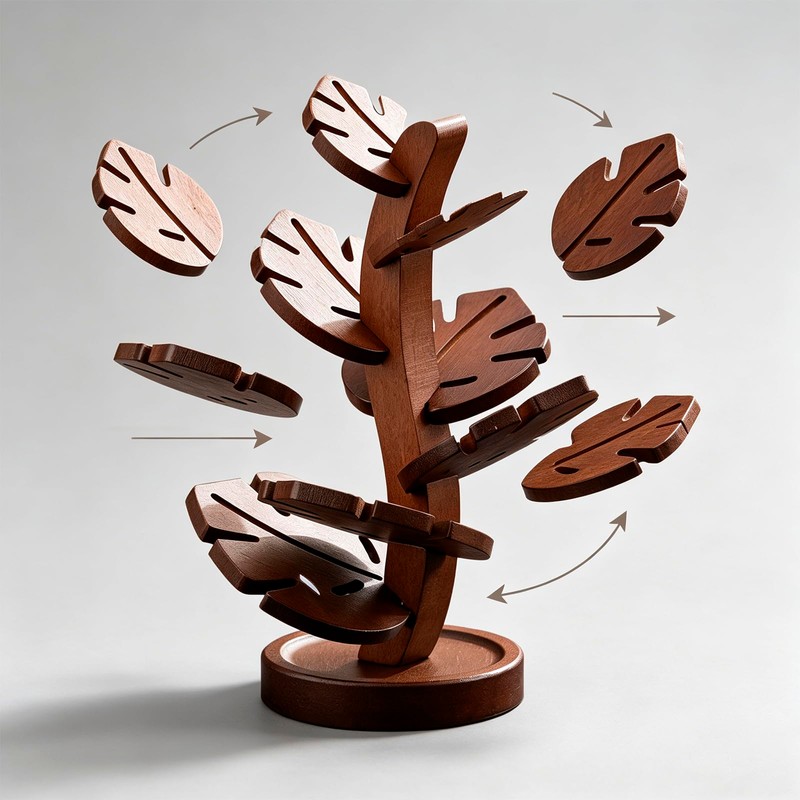 7-Piece Tree Trivet Set with Storage Stand for Hot Dishes,
