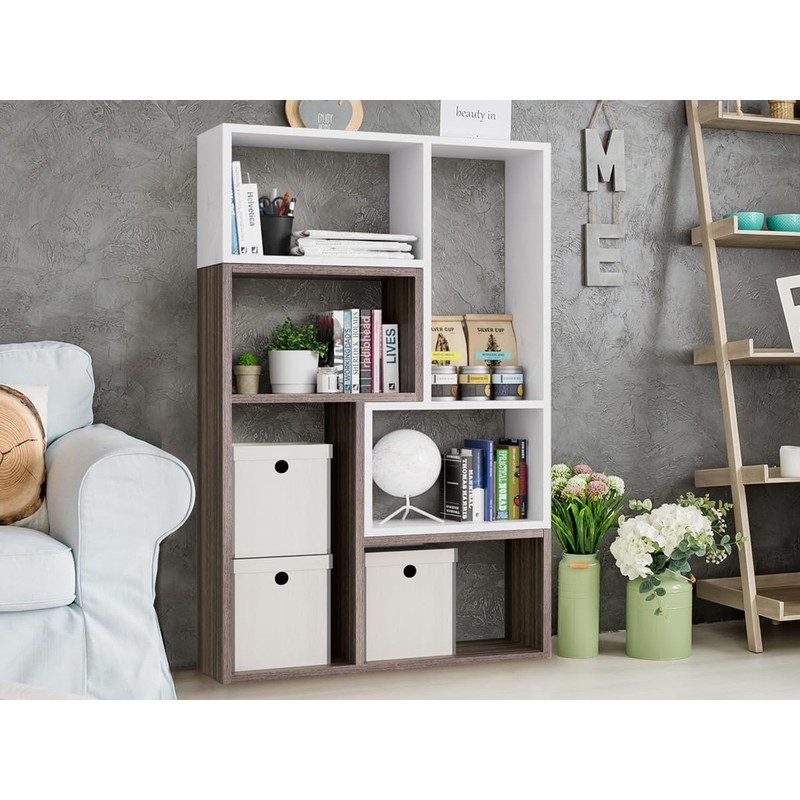 Kaboon Free-Form Modular Shelving Unit, Freestanding Bookcase 10 Inches Deep,