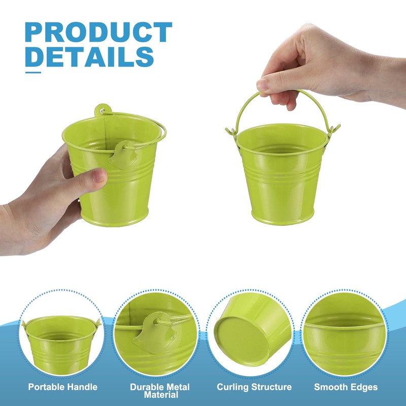 PATIKIL 2.7"x2.4" Small Metal Buckets with Handle, 12 Pcs Mini