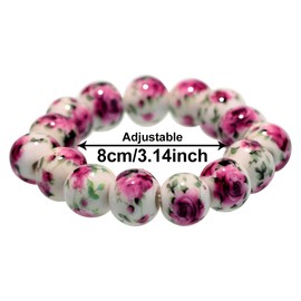 LKXHarleya Women Porcelain Beads Bracelet Vintage Style Blue and White Porcelain Ceramics Wrist Bracelet