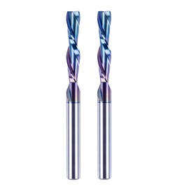 SpeTool 2-Piece Downcut Spiral Router Bit1/4 Shank with TAC Coated, 1-1/4 Inch Cutting Length 3 Inch OVL, CNC Router Bits for Wood Inlay Slot Mortise Cutting Carving Engraving